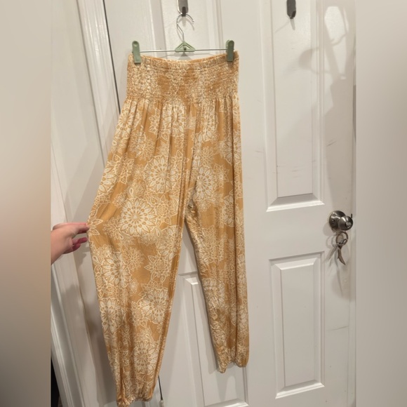 Lotus and Luna yellow/tan boho hippie pants size small - Picture 1 of 5